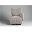 Pemberly Row Contemporary Fabric Upholstered  Swivel Arm Chair in White