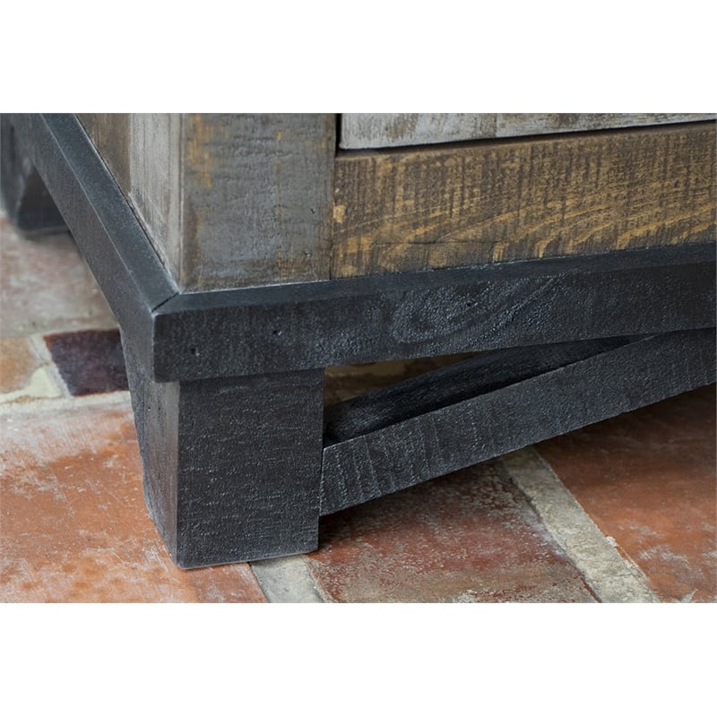 Pemberly Row Rustic Farmhouse Loft Sideboard / Hutch in Brown