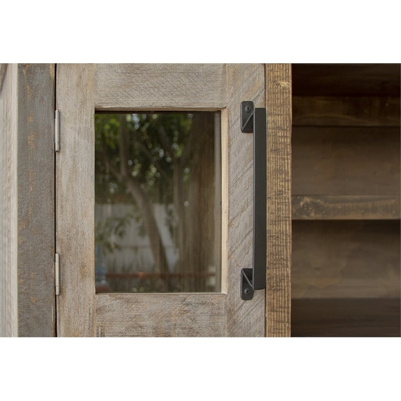 Pemberly Row Rustic Farmhouse Loft Sideboard / Hutch in Brown
