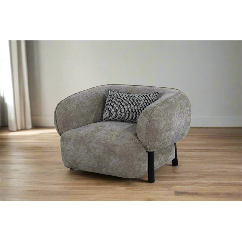 Pemberly Row Mid-Century Fabric Upholstered Arm Chair in Gray