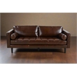 Pemberly Row Contemporary Top Grain Leather Sofa in Chocolate Brown