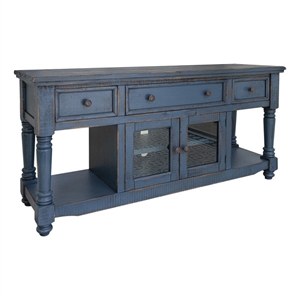 Pemberly Row Contemporary 70&quot Mortise and Tenon Joinery TV Stand in Blue