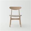 Pemberly Row Set of 2 Mid-Century Dining Chairs - Solid Oak Wood and Fabric seat