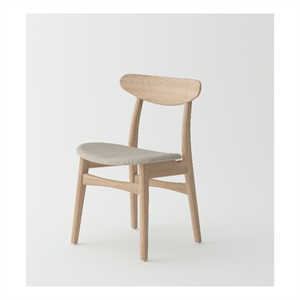 Pemberly Row Set of 2 Mid-Century Dining Chairs - Solid Oak Wood and Fabric seat