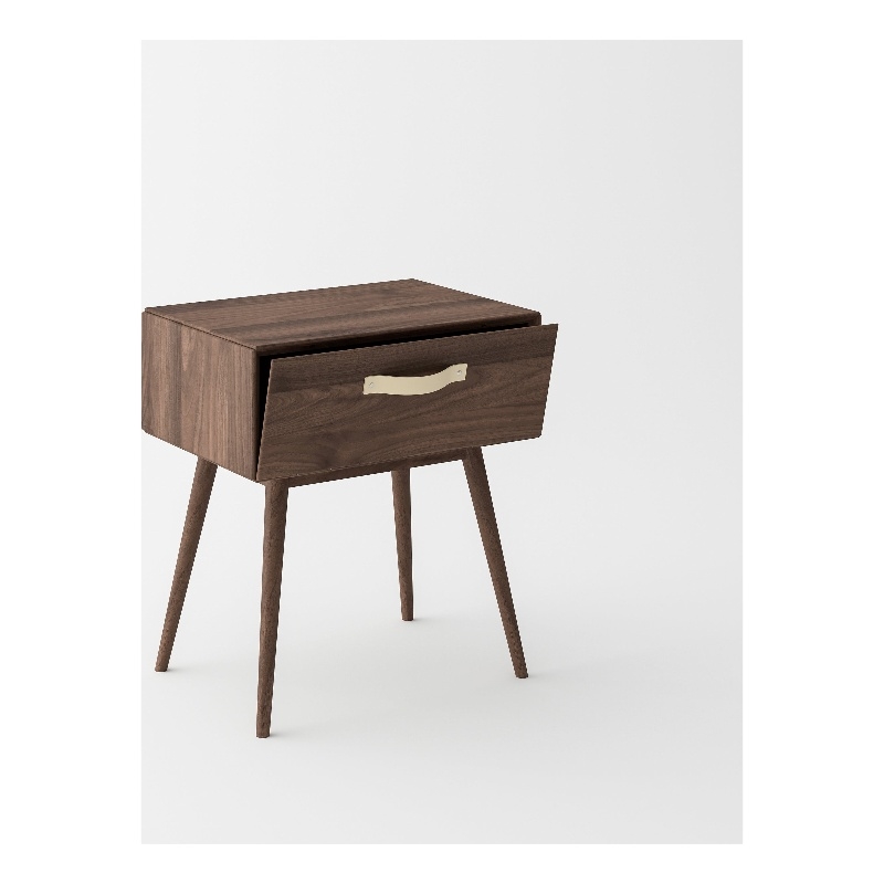 Pemberly Row Mid-Century 1-Drawer Nightstand - Solid Black Walnut