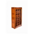 Pemberly Row Mission Leaded Glass Bookcase with Lock & Key in Cherry