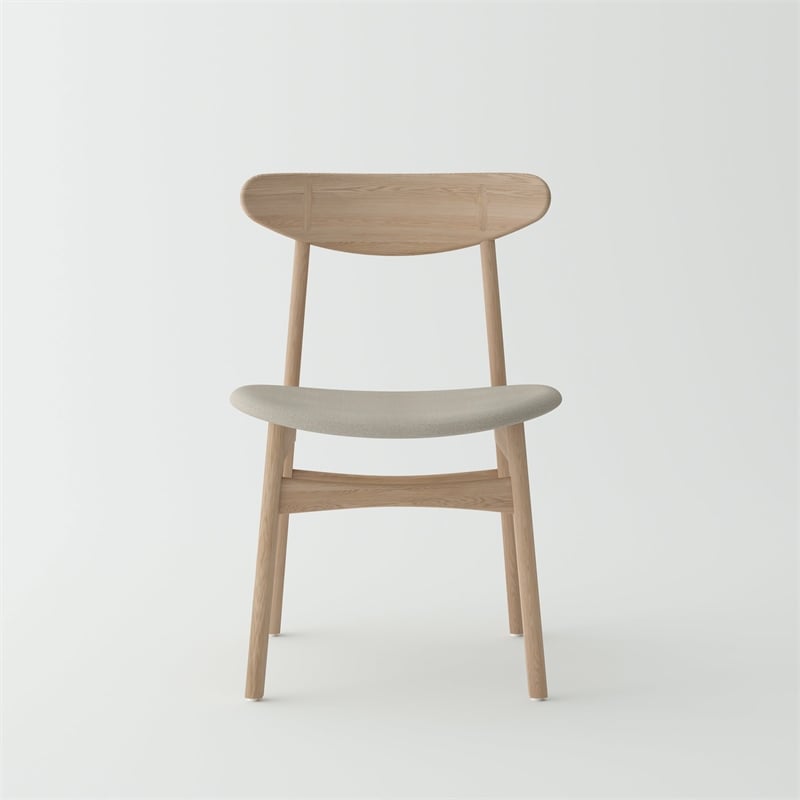 Pemberly Row Oak Wood and Fabric Seat Dining chair (Set of 8)