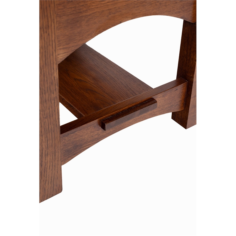 Pemberly Row Contemporary Mission Foot Stool in Chestnut Finish