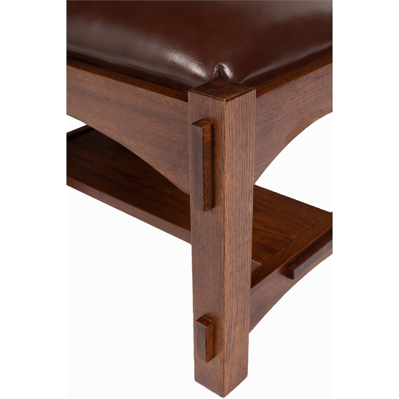 Pemberly Row Contemporary Mission Foot Stool in Chestnut Finish