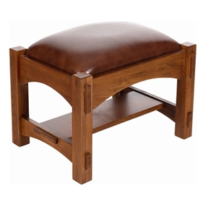 Pemberly Row Contemporary Mission Foot Stool in Chestnut Finish