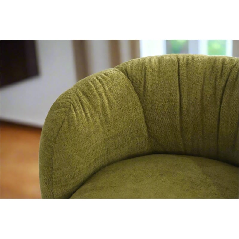 Pemberly Row Mid-Century Fabric Upholstered Swivel Arm Chair in Green