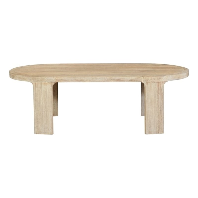Pemberly Row Outdoor Solid Teak Wood Natural Look Coffee Table