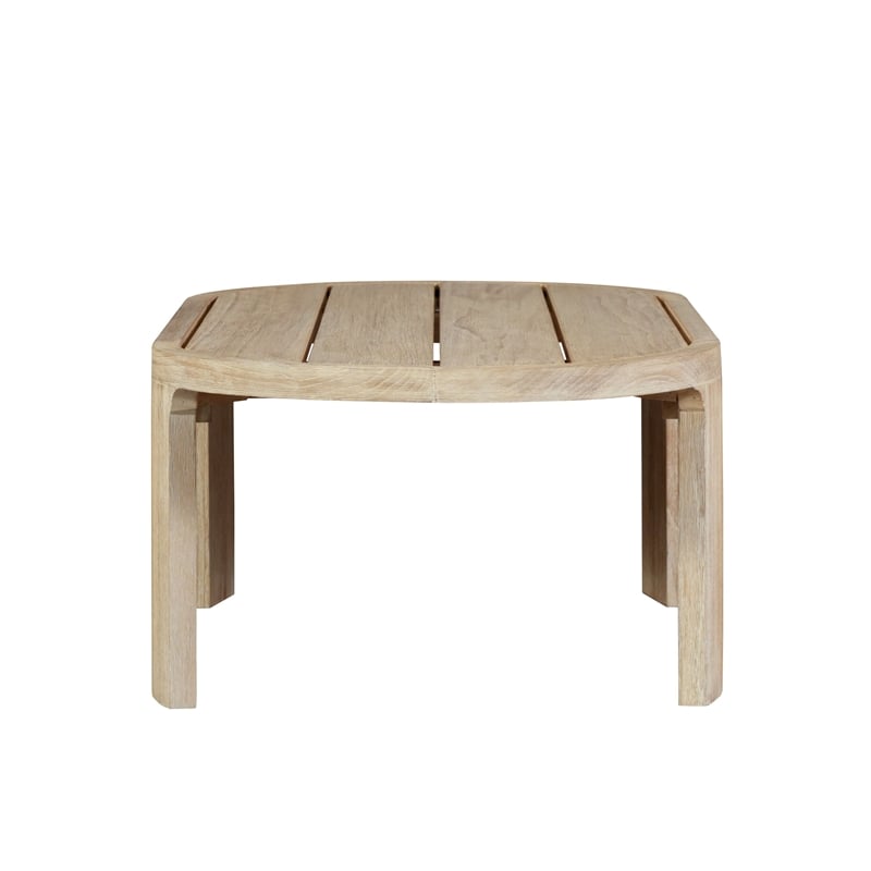 Pemberly Row Outdoor Solid Teak Wood Natural Look Coffee Table