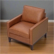Pemberly Row Contemporary Top Grain Leather Armchair in Chestnut