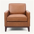 Pemberly Row Contemporary Top Grain Leather Armchair in Chestnut