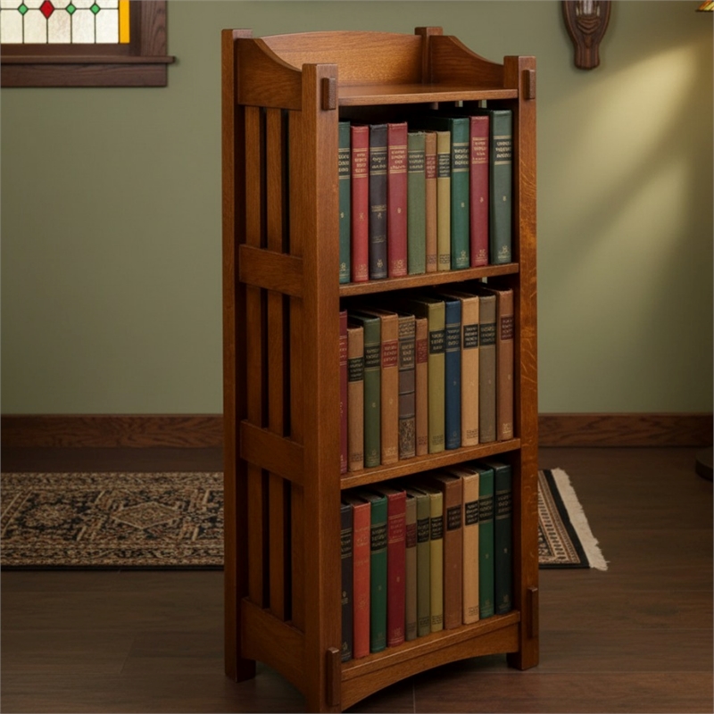 Pemberly Row Mission / Arts and Crafts Style Open Bookcase in Cherry
