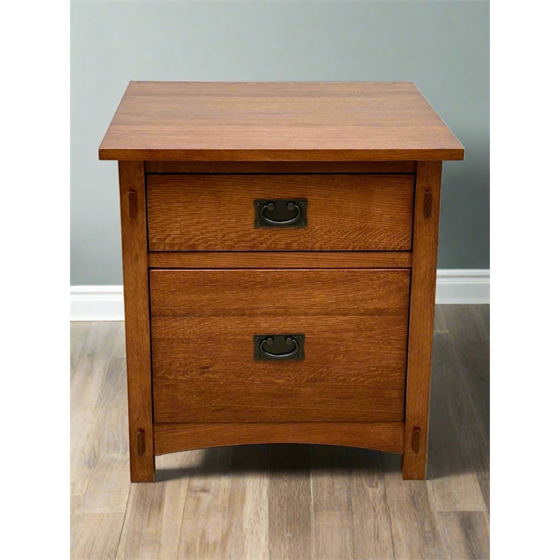 Pemberly Row Mission Quarter Sawn Oak File Cabinet in Cherry