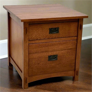 Pemberly Row Mission Quarter Sawn Oak File Cabinet in Cherry