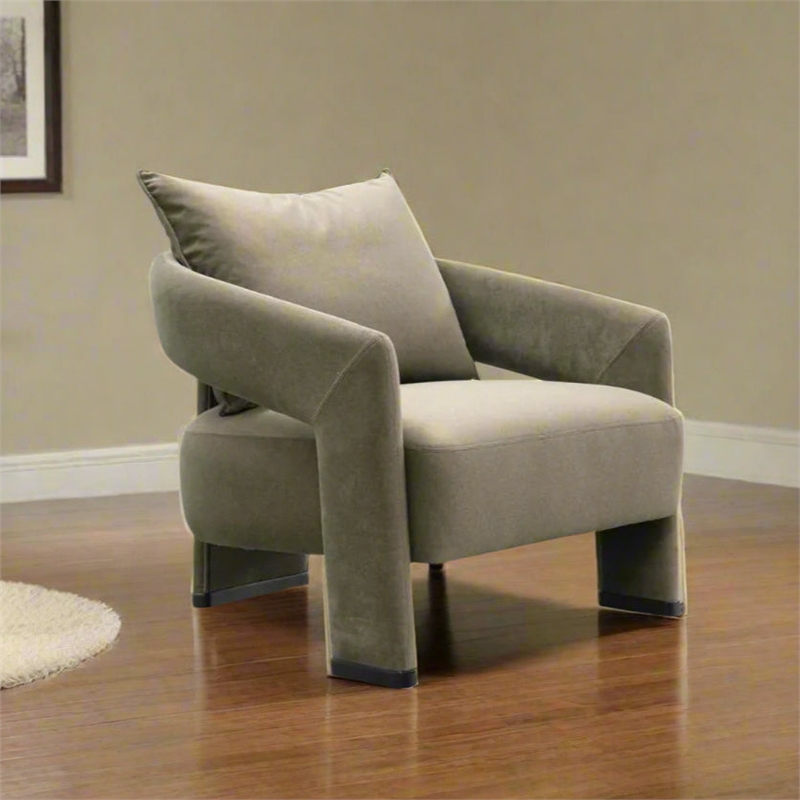 Pemberly Row Mid-Century Fabric Upholstered Livingroom Armchair in Gray