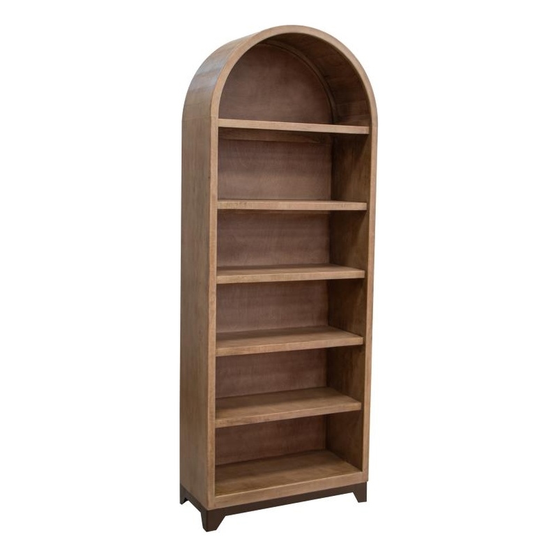 Pemberly Row Contemporary Mango Wood 6 Shelves Bookcase in Brown