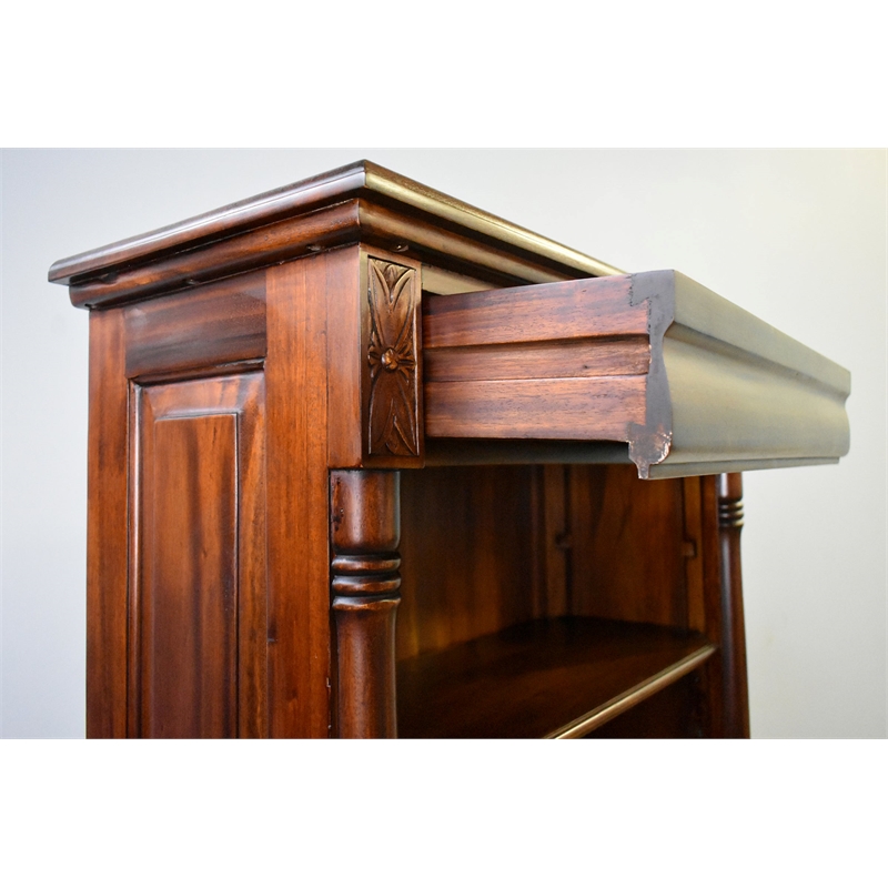 Pemberly Row Contemporary Solid Mahogany Wood Open Bookcase in Brown Walnut