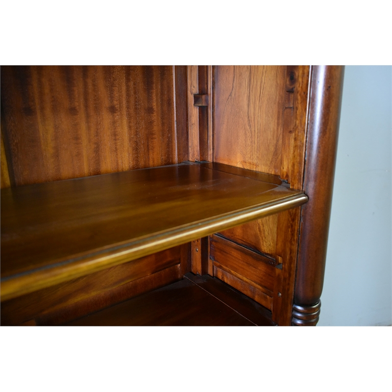 Pemberly Row Contemporary Solid Mahogany Wood Open Bookcase in Brown Walnut