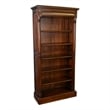 Pemberly Row Contemporary Solid Mahogany Wood Open Bookcase in Brown Walnut