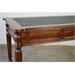 Pemberly Row Contemporary Leather Top Solid Mahogany Wood Desk in Brown Walnut