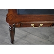 Pemberly Row Contemporary Leather Top Solid Mahogany Wood Desk in Brown Walnut