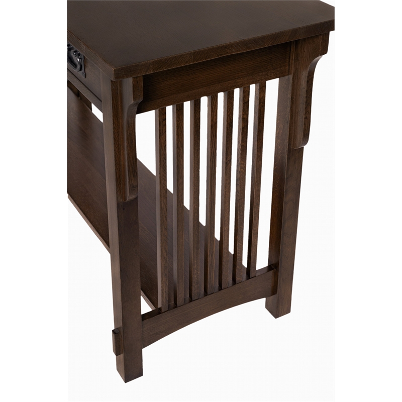 Pemberly Row Mission 3 Drawer Crofter Style Console Table in Walnut