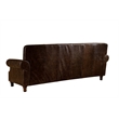 Pemberly Row Contemporary English Rolled Arm Sofa in Dark Brown Leather