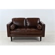 Pemberly Row Contemporary Top Grain Leather Love Seat in Chocolate Brown