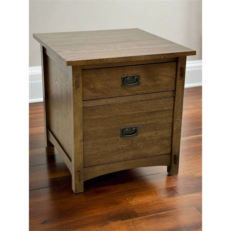 Pemberly Row Mission Quarter Sawn Oak File Cabinet in Walnut