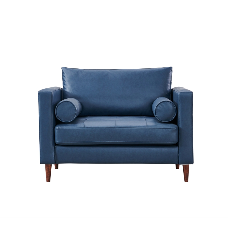 Pemberly Row High Density Sponge Foam Eco Leather Arm Chair in Blue