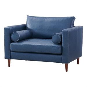 Pemberly Row High Density Sponge Foam Eco Leather Arm Chair in Blue