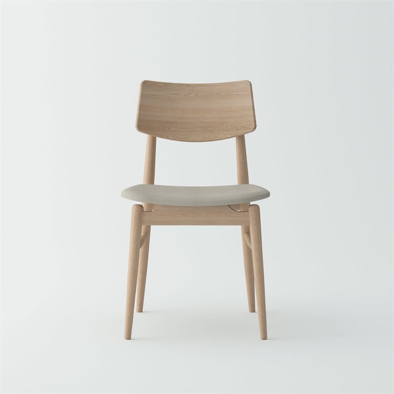 Pemberly Row Oak Wood and Fabric Seat Dining Chair (Set of 6)