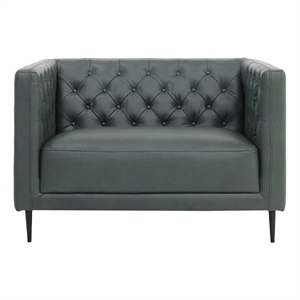 Pemberly Row Contemporary Top Grain Leather 1.5 Arm Chair in Green