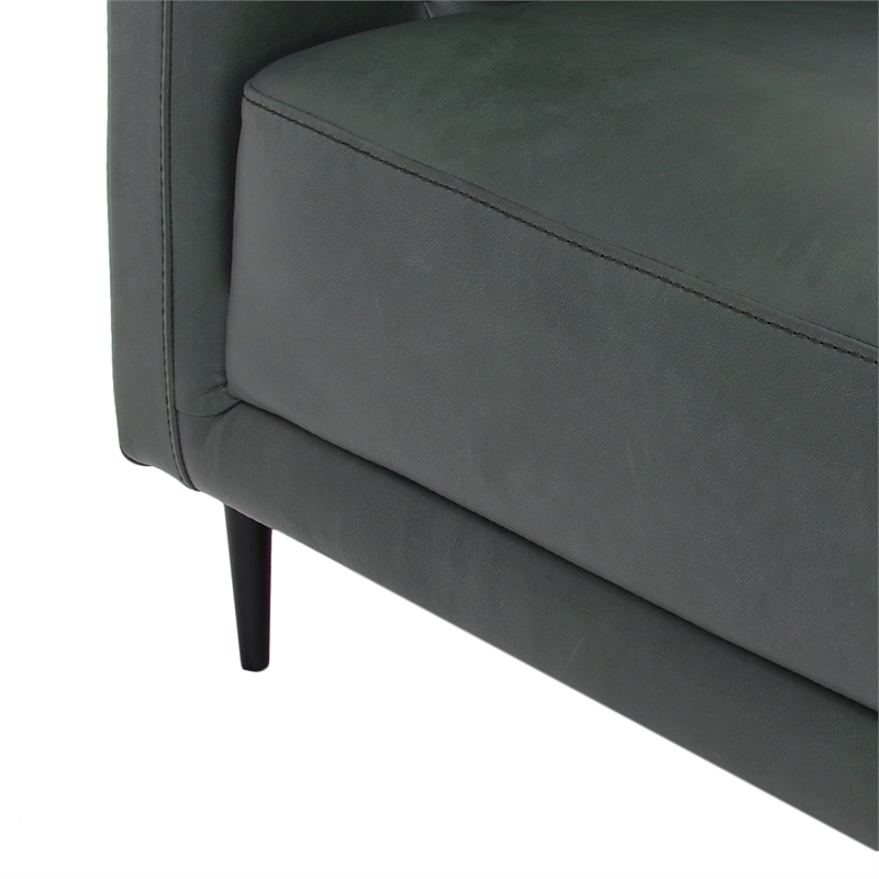 Pemberly Row Contemporary Top Grain Leather 1.5 Arm Chair in Green