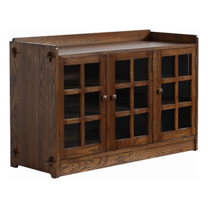 Pemberly Row Contemporary Mission Oak 3 Door Console in Walnut