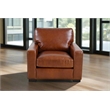Pemberly Row Contemporary Top Grain Leather Arm Chair in Chestnut