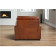 Pemberly Row Contemporary Top Grain Leather Arm Chair in Chestnut