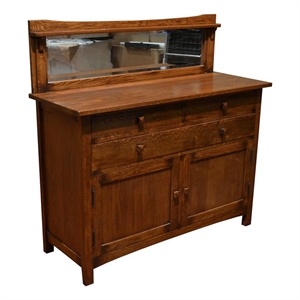 Pemberly Row 50&quot Mission Buffet Cabinet with Mirror - Dark Walnut