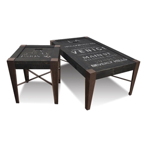 Pemberly Row Contemporary Cross Bar End Table in New York Black