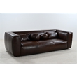 Pemberly Row Contemporary Top Grain Leather Sofa in Brown Finish