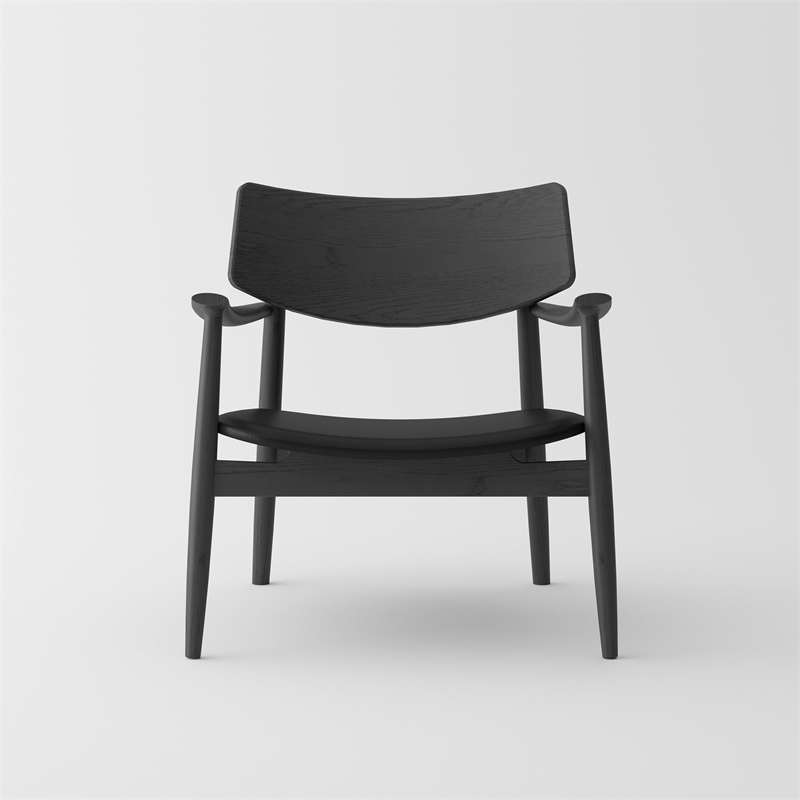 Pemberly Row Modern Mid-Century Leisure Chair Walnut in Black