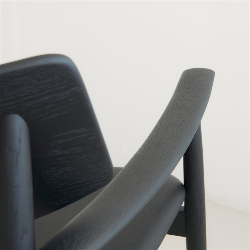 Pemberly Row Modern Mid-Century Leisure Chair Walnut in Black