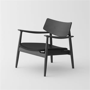 Pemberly Row Modern Mid-Century Leisure Chair Walnut in Black