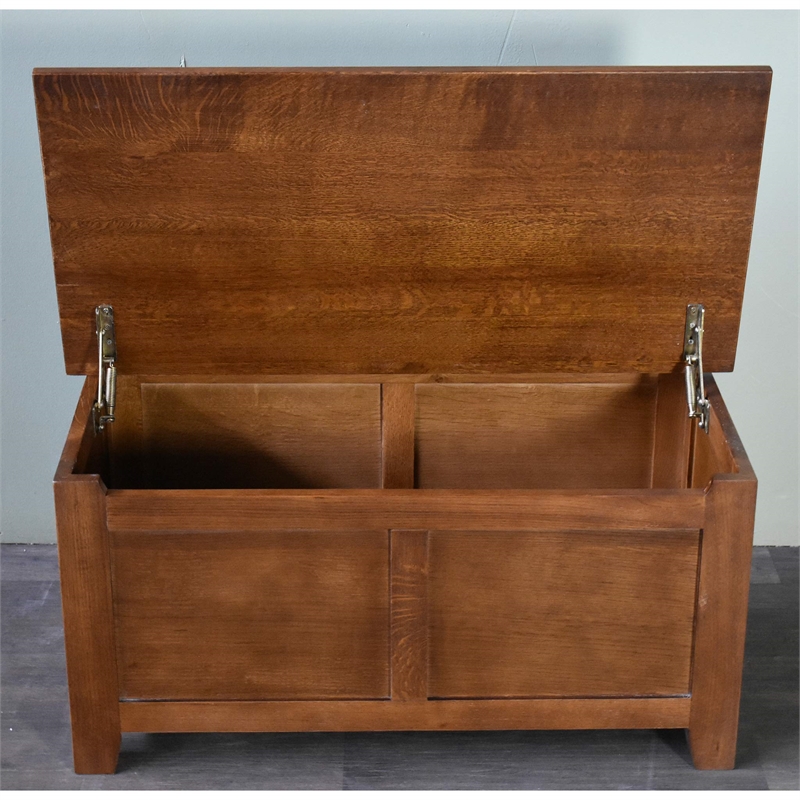 Pemberly Row Contemporary Mission Solid Oak Trunk in Walnut Finish