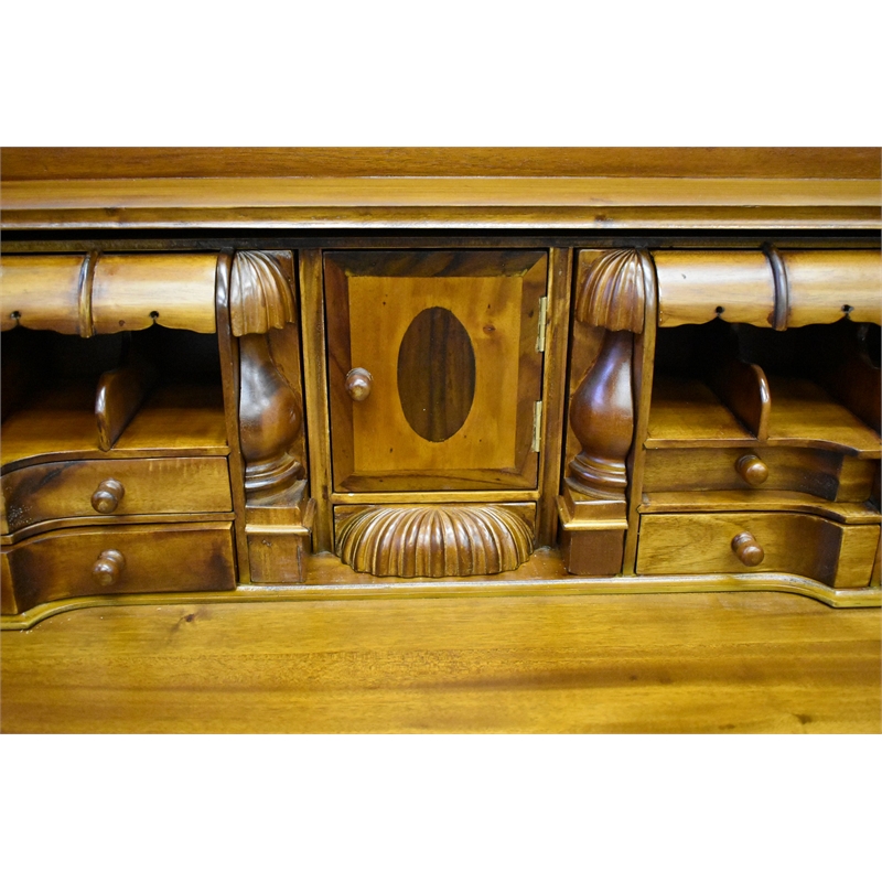 Pemberly Row Contemporary Escritoire Secretary Desk in Light Brown Walnut