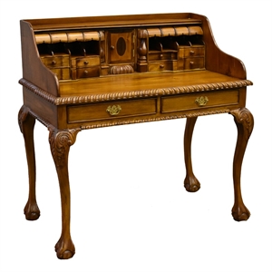 Pemberly Row Contemporary Escritoire Secretary Desk in Light Brown Walnut